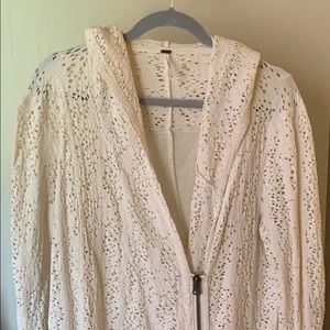 Free People Cream zip up cardigan